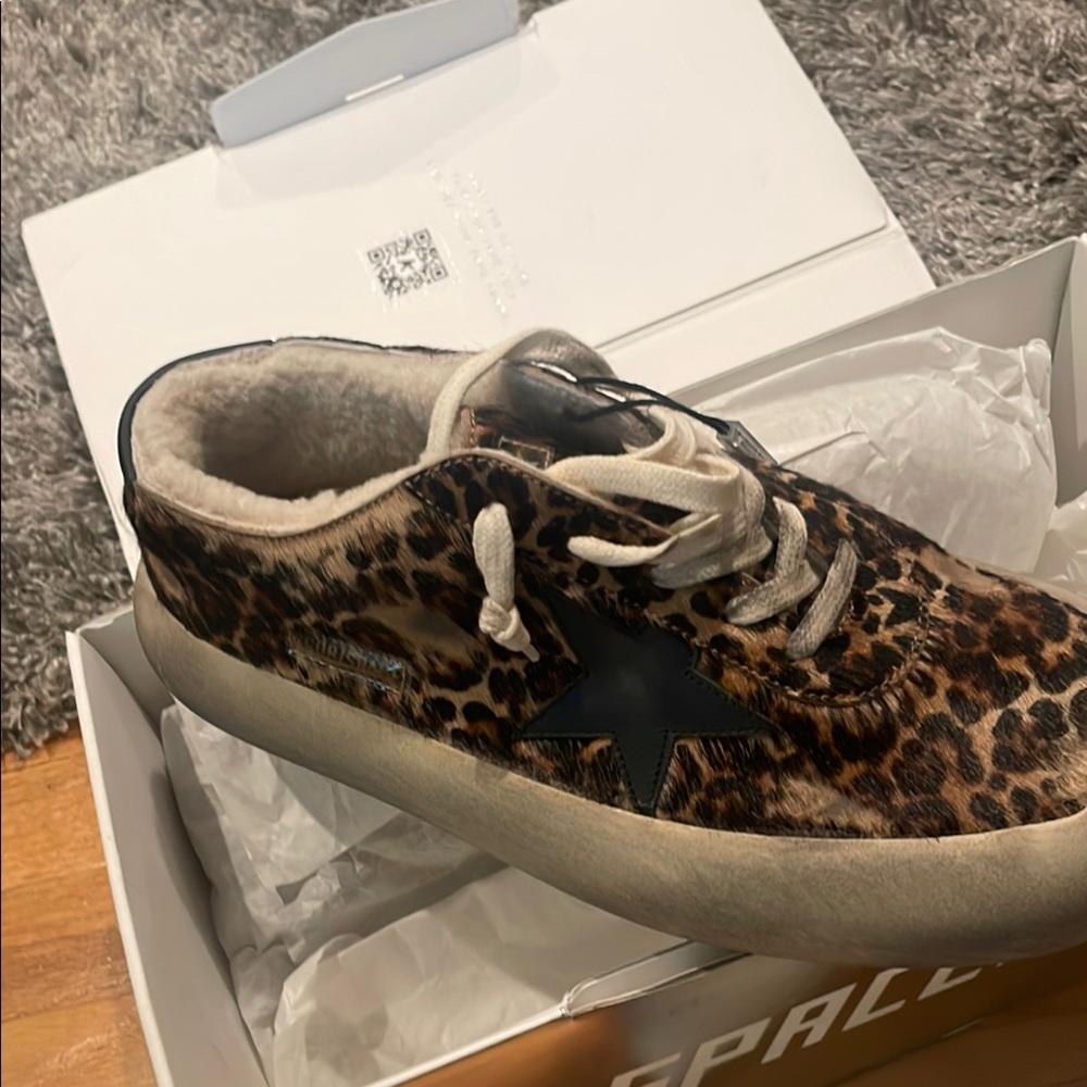 Leopard Print Sneakers with Black Star